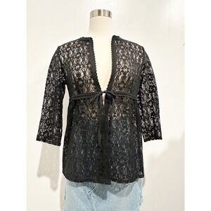 Constance Marie Y2K Black Lace Cardigan Size Medium Whimsigoth/ Witchy/ Boho